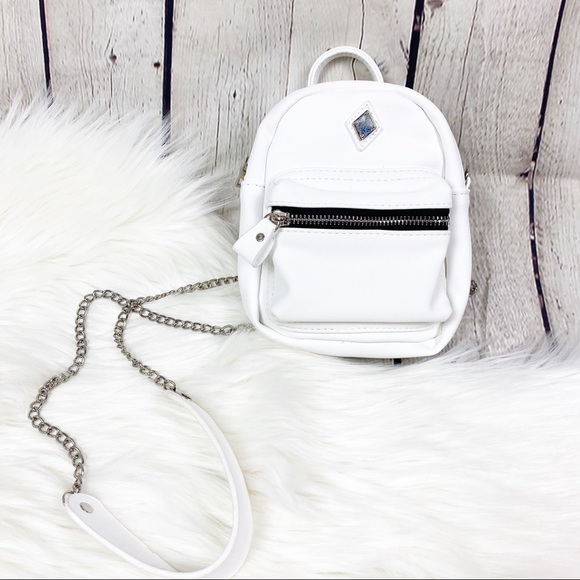 Claire's Handbags - NEW White Leather Mini Backpack Crossbody Bag